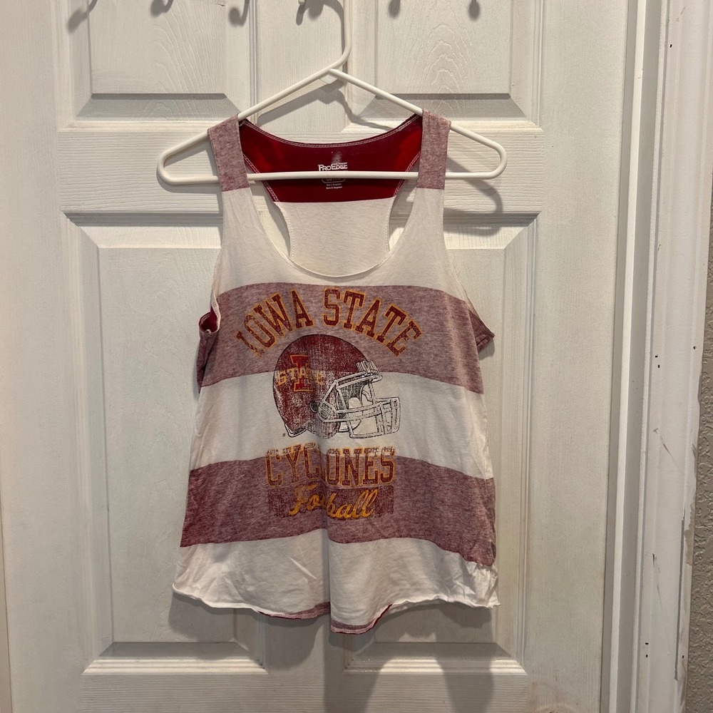 ProEdge Iowa State Cyclones Football Racerback Tank Top Womens Large White Red